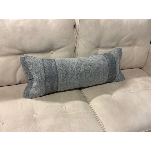 Textile Textured Gray Bolster Pillow For Sale - Image 7 of 12