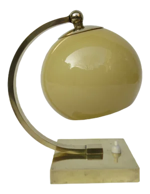 Vintage Art Deco Style Polished Brass Table Lamps, Set of 2