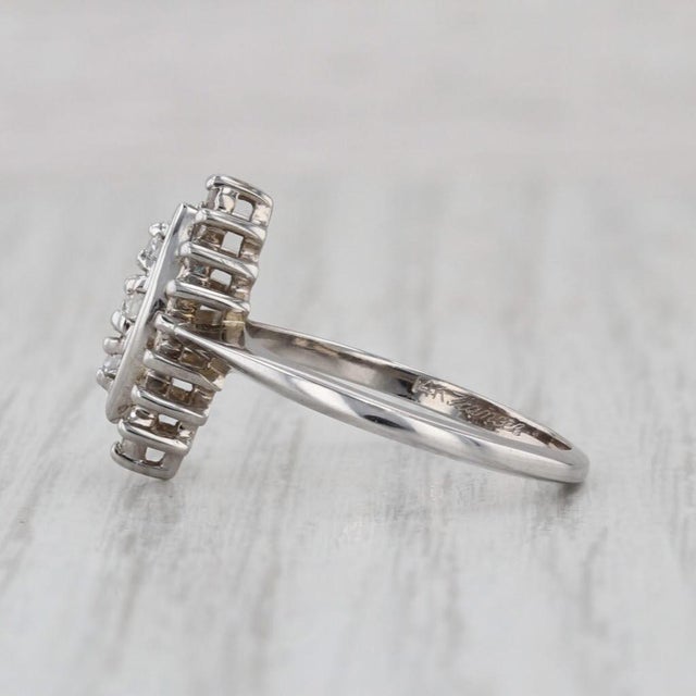 0.20ctw Diamond 3-Stone Marquise Halo Ring 14k White Gold Size 6.25 For Sale - Image 4 of 8