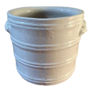 American Art Pottery White Barrel Form Flower Pot Planter or Jardiniere