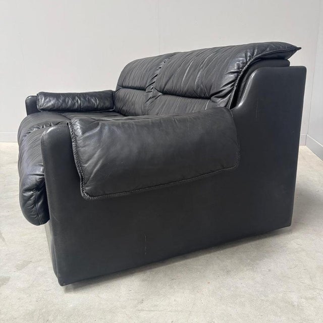 Vintage Two-Seater Sofa in Black Leather by Dreipunkt, 1970s For Sale - Image 9 of 17