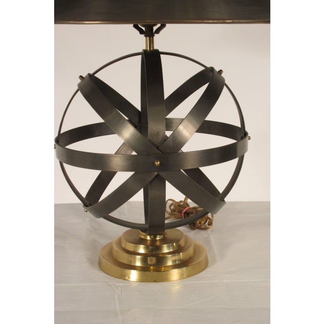 1970s Metal Orb Lamp With Metal And Brass Shade Chairish