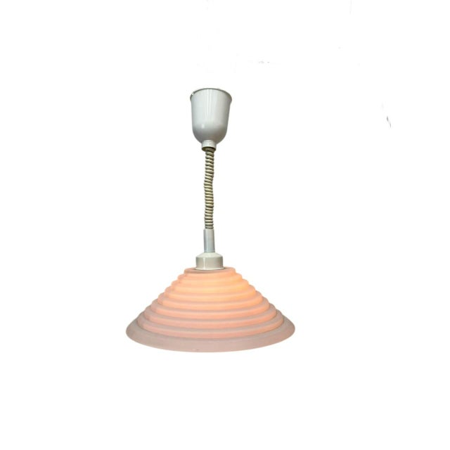 Postmodern Adjustable Pendant Lamp in Stepped Soft Pink Glass from Lakro Amstelveen, Netherlands, 1960s For Sale - Image 3 of 12