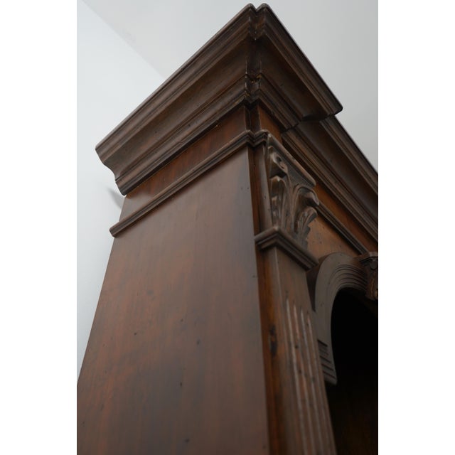Wood Italian 2 Piece Walnut Large Open Bookcase For Sale - Image 7 of 18