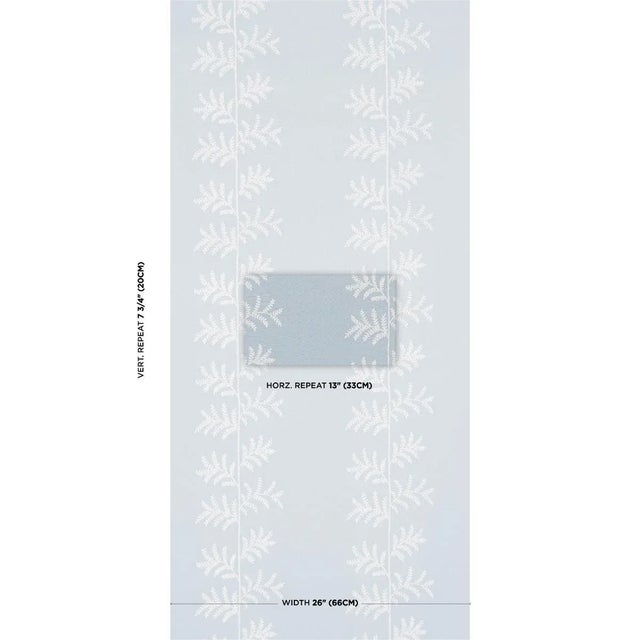 Climbing fern fronds are stitched on a paperbacked linen ground in Eloise Embroidery Wallcovering, a delicate medium-scale...