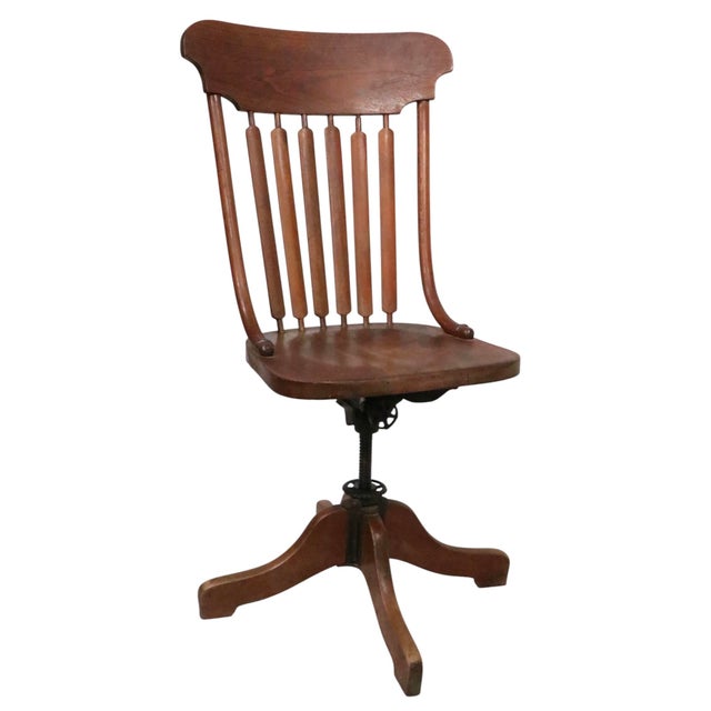 Late 19th Century Victorian Oak Swivel Desk Chair For Sale - Image 10 of 14