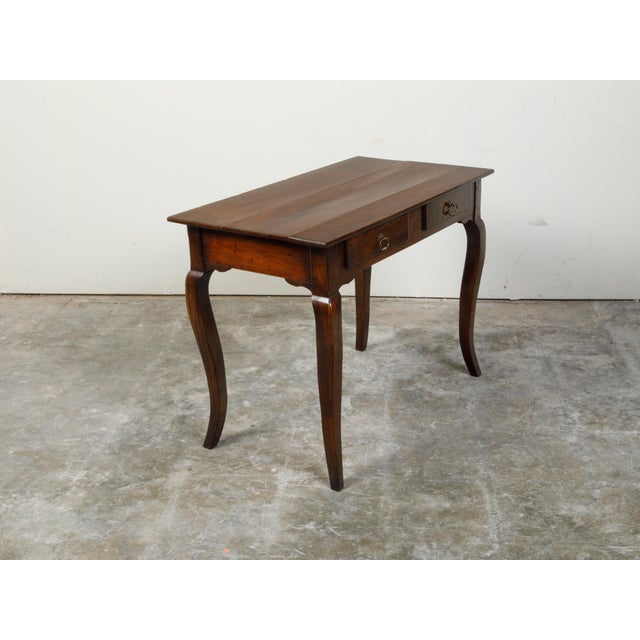 Wood French Louis XV Style 19th Century Walnut Desk with Drawers and Cabriole Legs For Sale - Image 7 of 12