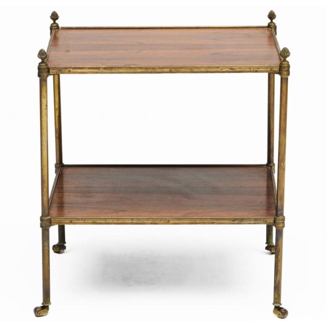 1930s Brass and Rosewood Two Tier French Side Table in the Manner of Billy Baldwin and Jansen For Sale In New York - Image 6 of 8