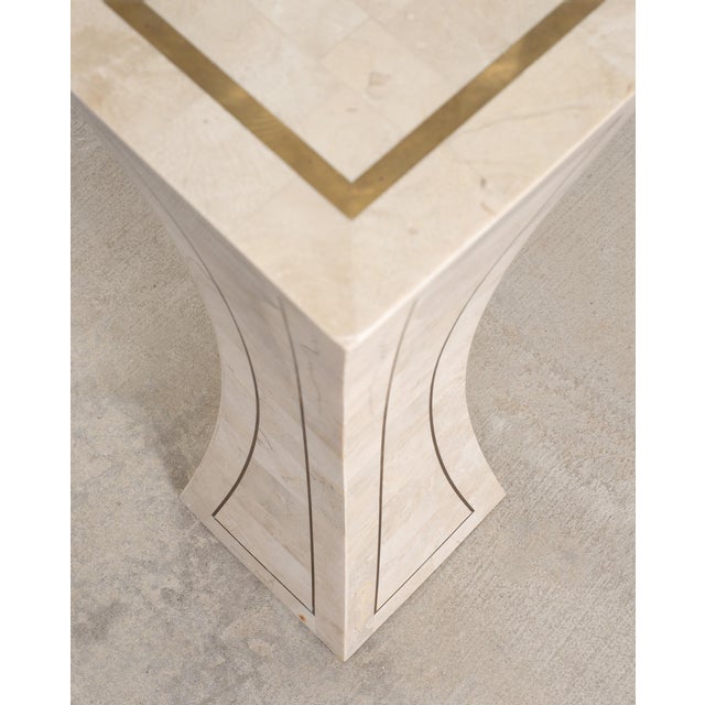 Tessellated Stone Brass Pedestal Stand Maitland Smith Style For Sale - Image 12 of 18