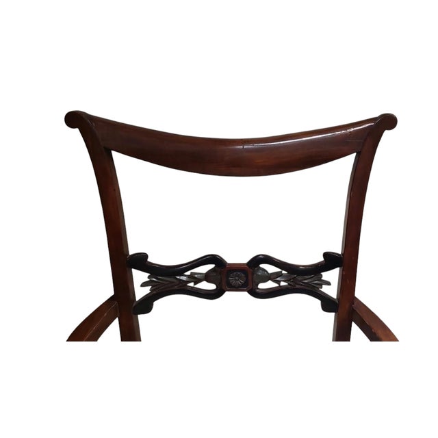 Antique Regency Style Mahogany & Ebony Arm Chairs.