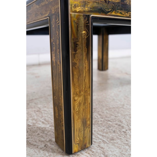 Bernard Rhone Mastercraft Acid Etched Glass Top Coffee Table For Sale - Image 14 of 15