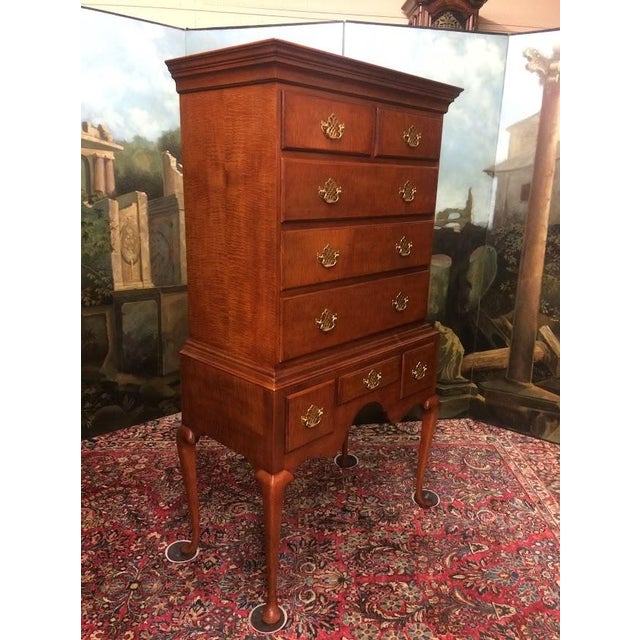 Tiger Maple Queen Anne Highboy, Baker Furniture For Sale - Image 11 of 15