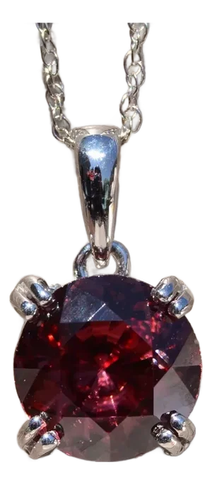 The Austell: Natural Red Zircon in White Gold Pendant