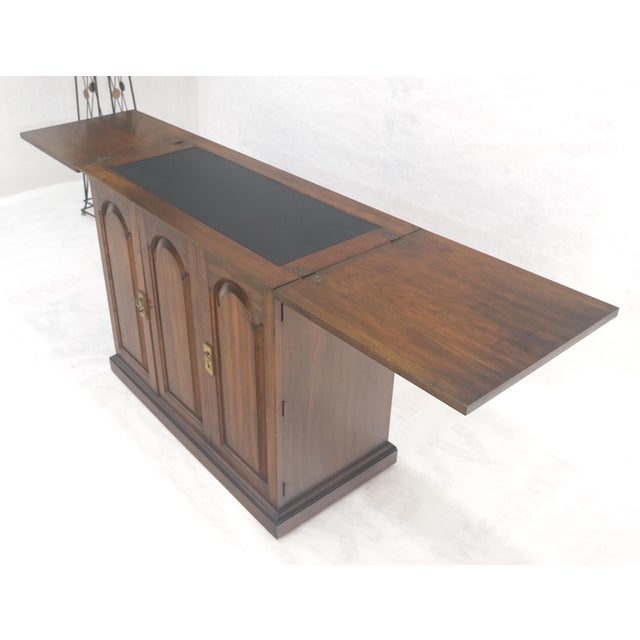Traditional Solid Cherry Raised Panel Doors Liquor Bar Serving Flip Top Cabinet MINT For Sale - Image 3 of 18