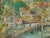 Wood Vintage Boat Harbor Marina Painting Helen Silesky 1959 Boats in Florida Marina Cubist Mid Century Modern For Sale - Image 7 of 12