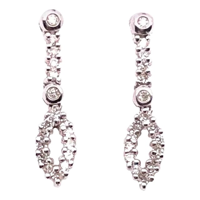 14 Karat White Gold Free Style Diamond Drop / Dangle Earrings For Sale