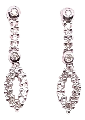 14 Karat White Gold Free Style Diamond Drop / Dangle Earrings
