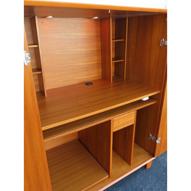 Mid Century Modern Teak Hidden Office Armoire Workstation Cabinet 6671 For Sale - Image 4 of 18