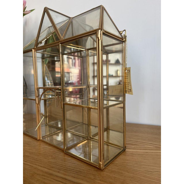 Italian Curiosity Cabinet in 14k Gold Brass For Sale - Image 5 of 16