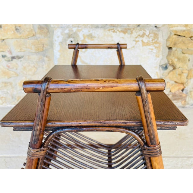 Mid-Century Italian Rattan and Bamboo Side Table, 1960s For Sale - Image 13 of 18