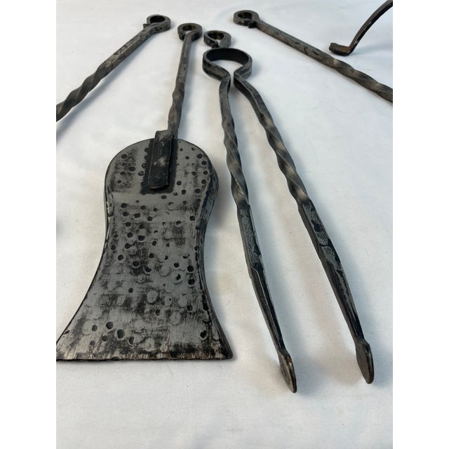 Mid Century Spanish Twisted and Hammered Wrought Iron Sword Fireplace