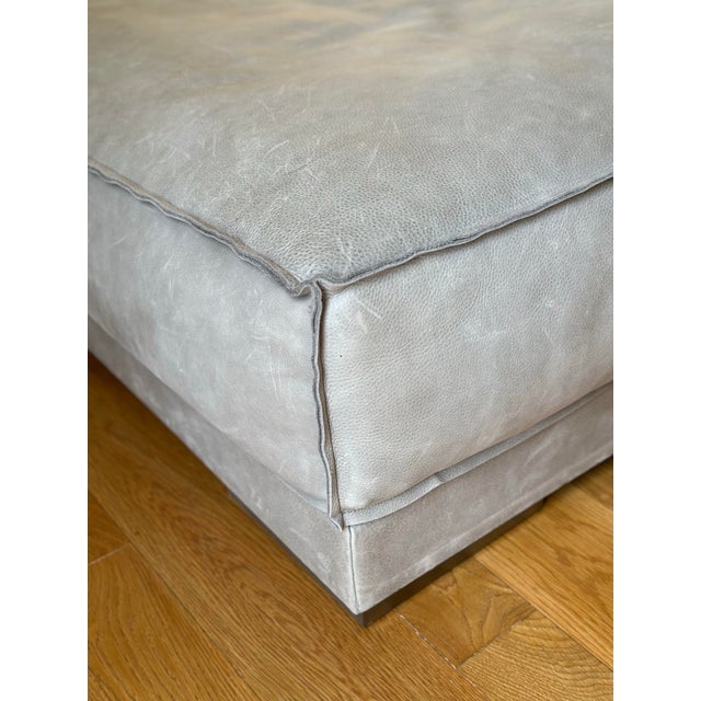 B&B Italia Pair of Paola Navone Baxter Italy Soft Leather Ottomans For Sale - Image 4 of 5