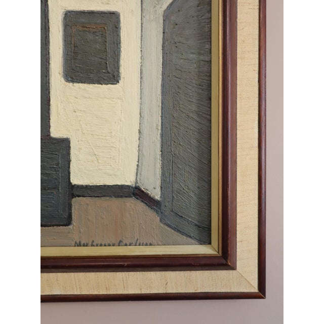 Black Mid-Century Modern 'The Artist's Room' Interior Scene Oil Painting by Swedish Artist Max Gregor Carlsson (1914-1996), Framed For Sale - Image 8 of 13