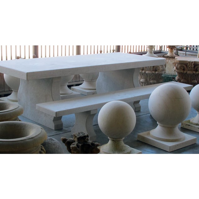 Custom sizes and Belgian Bluestone option available; comprised of three parts, the thick hand-carved rectangular top...