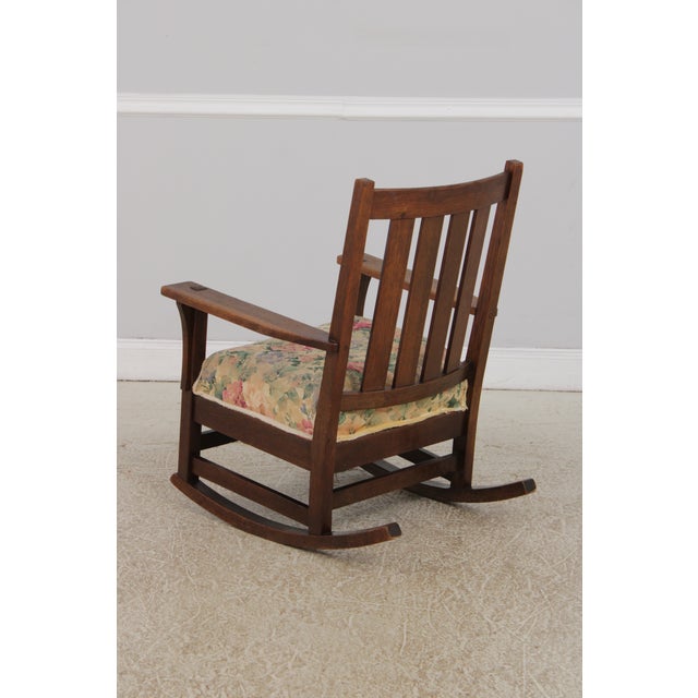 Antique L & j.g. Stickley Mission Oak Rocking Chair For Sale In Philadelphia - Image 6 of 18
