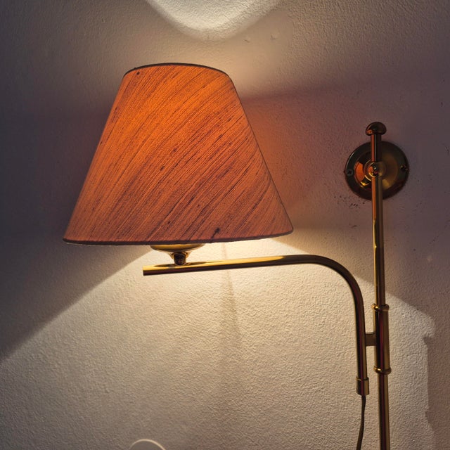 Adjustable Brass Wall Lamps with Linen Shades, 1980s, Set of 2 For Sale - Image 13 of 14