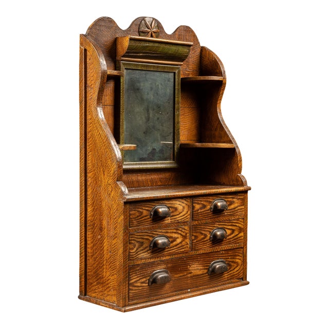 19th Century Oak Desktop Bureau with Japanned Hardware For Sale