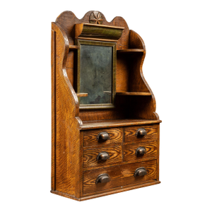 19th Century Oak Desktop Bureau with Japanned Hardware