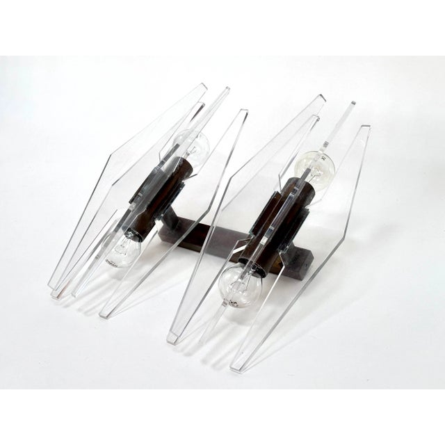 Brown Large Brutalist 4-Light Wall Lamp or Sconce in Bronze & Acrylic Glass, Germany, 1960s For Sale - Image 8 of 13