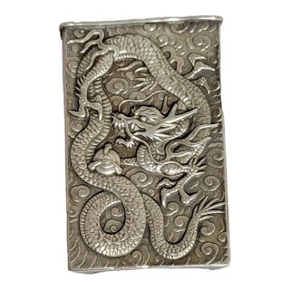 Chinese Export Silver Dragon Matchbook Cover by Wang Hing, C. 1920–1930 For Sale