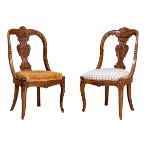 Antique Italian Walnut Side Chairs- a Pair