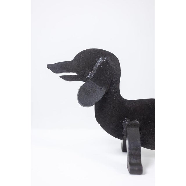 Black Zoomorphic Wrought Iron Andirons by Edouard Shenck, 1950s, Set of 2 For Sale - Image 8 of 9