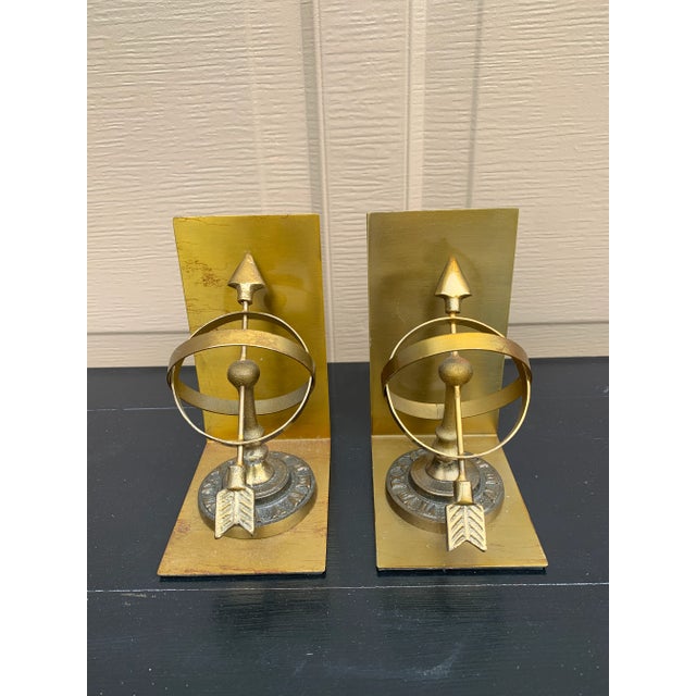Maitland - Smith 1980s Neoclassical Cast Brass Celestial Armillary Sundial Bookends, Pair For Sale - Image 4 of 9