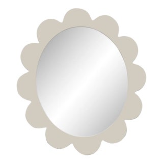 Fleur Home Carnival Iris Oval Mirror in Useful Gray, 37x32 For Sale