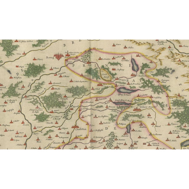 Black Map of Dombes, Lyonnais and Bresse from Blaeu, France, 1642 For Sale - Image 8 of 10