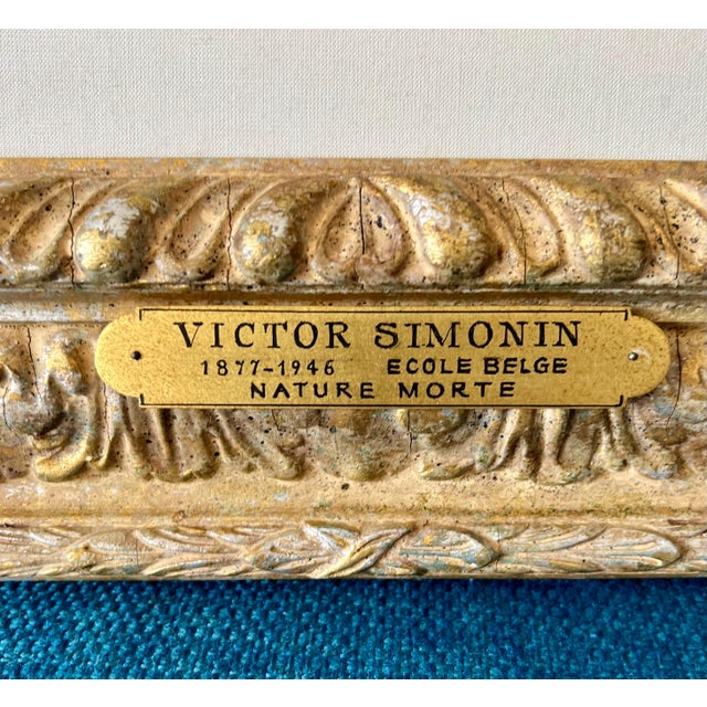 Victor Simonin, Belgian Post Impressionist Oil Painting of Flowers Victor Simonin Fauvist Master For Sale In Miami - Image 6 of 13