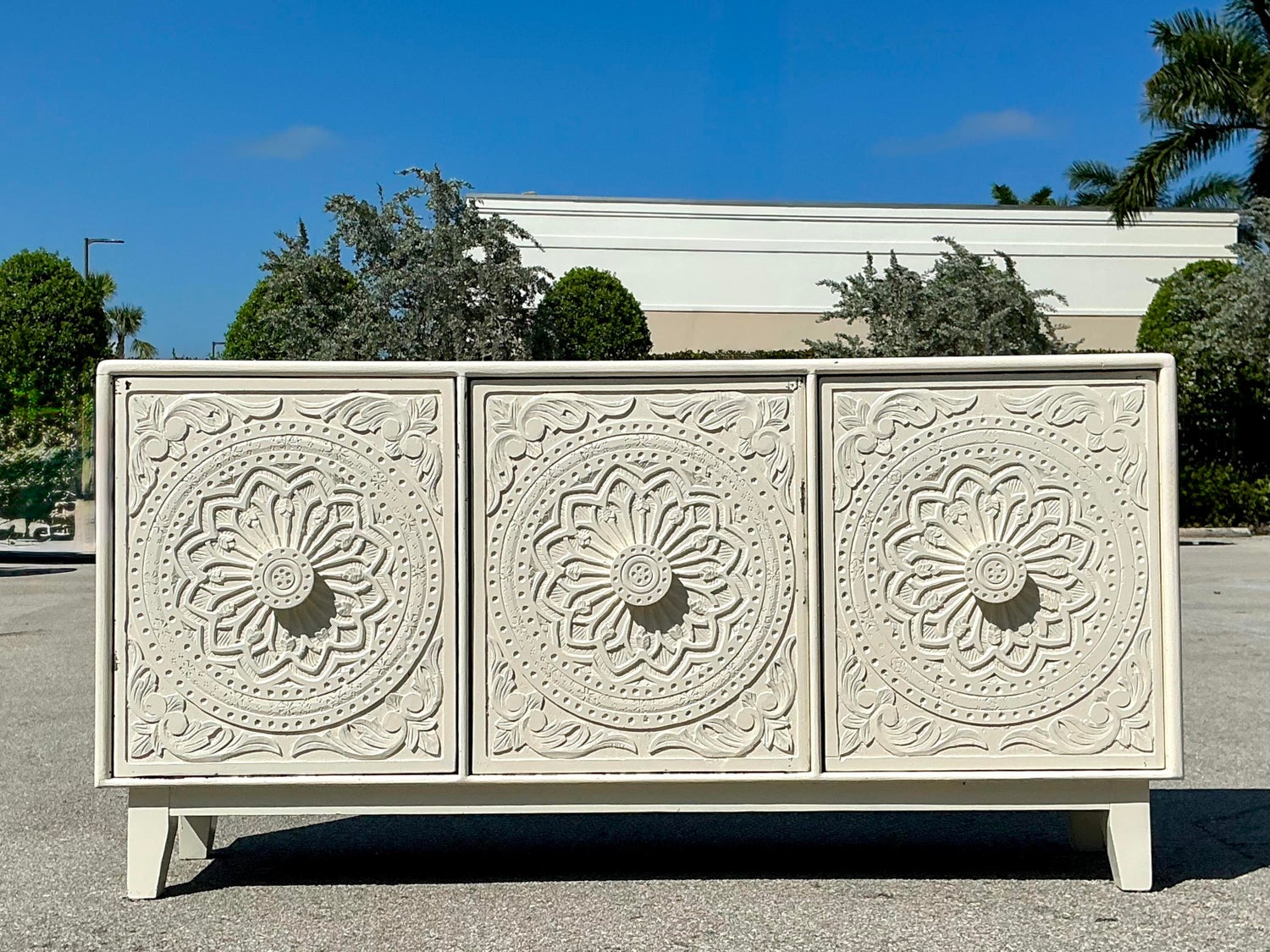 Vintage Hand Carved Credenza - Top view