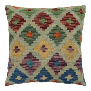 Rustic Turkish Aleida Hand Woven Kilim Throw Pillow For Sale