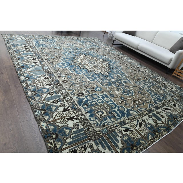 Textile 1970s Vintage Persian Handmade Wool Cotton Area Rug For Sale - Image 7 of 11
