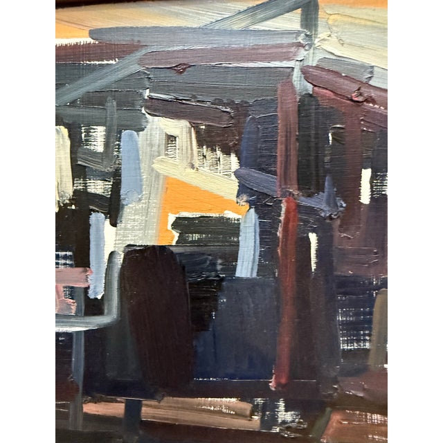 Vintage Midcentury Abstract Painting Oil on Board For Sale - Image 4 of 7