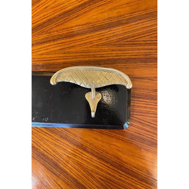 Ebonized Wooden Coat Rack with Brass Knobs, 1950s For Sale - Image 6 of 14