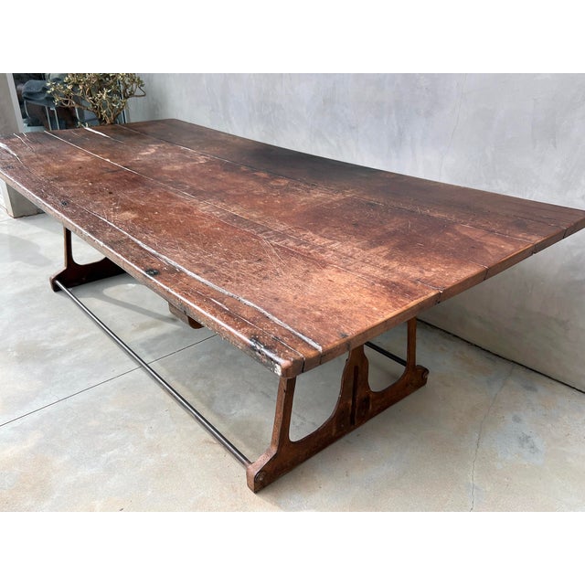 Industrial Modern Dining Table Walnut, Iron, 1940's For Sale In Los Angeles - Image 6 of 10