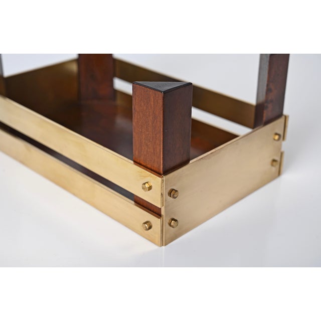 Mid-Century Brass and Walnut Pocket Emptier attributed to Tommaso Barbi, Italy, 1970s For Sale - Image 10 of 15