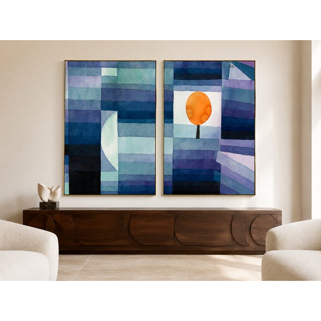 Contemporary 1922 the Harbinger of Autumn Modernist Blue Orange Fine Art Print Diptych by Paul Klee — 40" X 60" Per Panel For Sale - Image 3 of 7