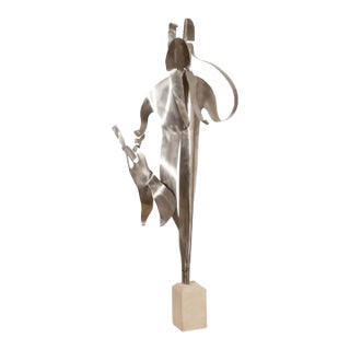 'Father's Walk', Metal & Stone Modern Sculpture For Sale