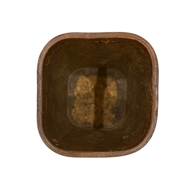 English Antique Arts & Crafts / Art Nouveau Embossed Leather Umbrella / Cane Stand / Wastebasket, Circa 1900 For Sale - Image 3 of 6